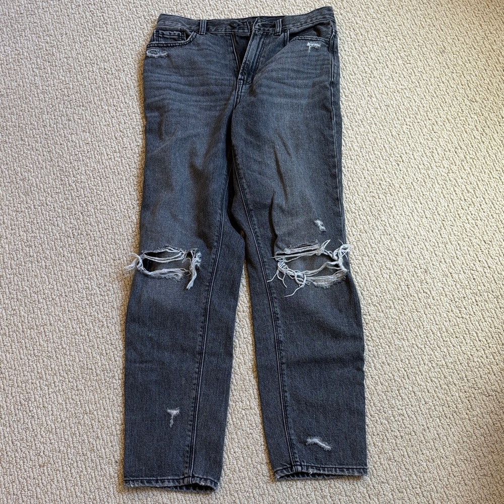 American Eagle Outfitters Black/gray Denim highest rise mom Jeans